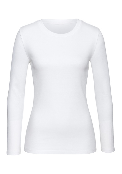 Bild: Langarmshirt von Vivance: Unifarbenes Basic-Langarmshirt von Vivance im 2er-Pack. Rundhalsausschnitt. Figurnahe Passform. Vielseitig zu kombinieren. Aus weicher, elastischer Baumwoll-Rippware.