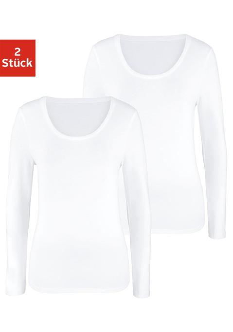 Bild: Langarmshirt von Vivance: Vivance Longsleeve im 2er-Pack. Mit klassischem Rundhalsausschnitt und körpernaher Passform. Schönes Basic-Shirt mit Einsatz von Baumwolle, die die Initiative Cotton made in Africa unterstützt.