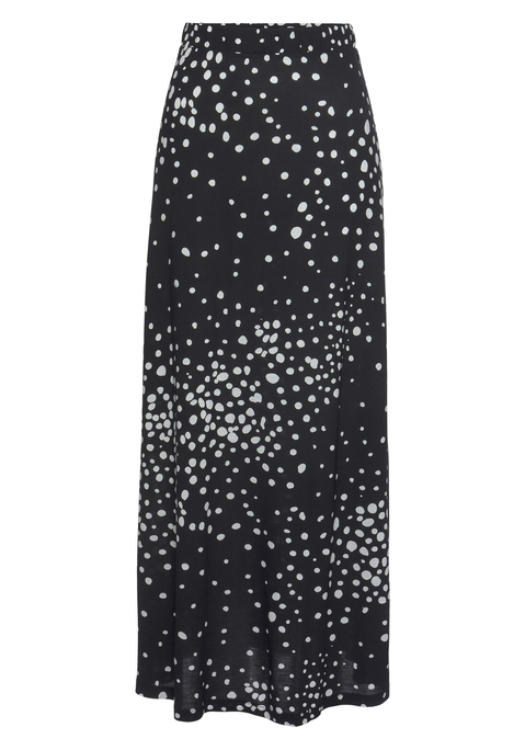 Bild: Maxirock von Vivance: Maxirock von VIVANCE. Allover mit Punkten bedruckt, jedes Teil ein Unikat. Breiter, elastischer Bund. Länge ca. 96 cm. Nachhaltige Qualität aus 100% Viskose.