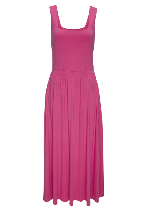 Bild: Midikleid von Vivance: Midikleid von Vivance mit geradem Ausschnitt. Mit breiten Trägern und gedoppeltem Oberteil. Gummizug in der Taille für eine schöne Silhouette. Praktische Seitennahttaschen. Aus weicher Viskosestretch-Qualität.