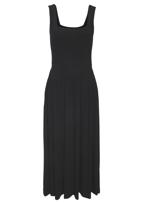 Bild: Midikleid von Vivance: Midikleid von Vivance mit geradem Ausschnitt. Mit breiten Trägern und gedoppeltem Oberteil. Gummizug in der Taille für eine schöne Silhouette. Praktische Seitennahttaschen. Aus weicher Viskosestretch-Qualität.