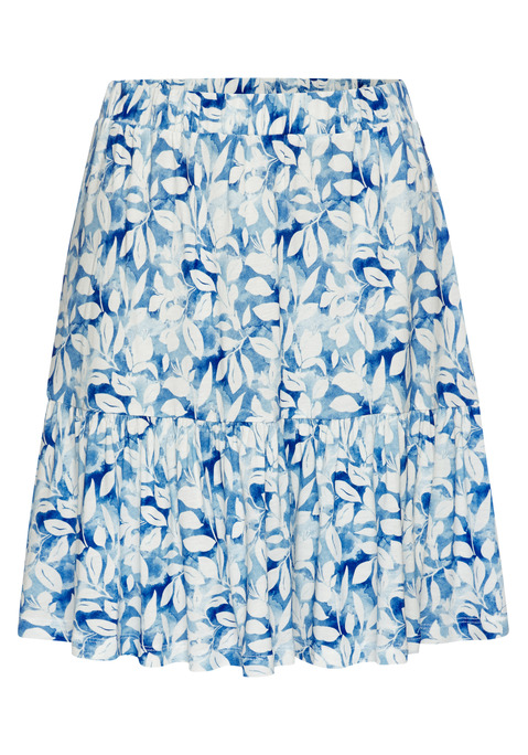 Bild: Minirock von Vivance: Leicht ausgestellter, figurumspielender Minirock von Vivance mit Volant in sommerlichem Allover-Print. Breiter, elastischer Bund. Passt gut zu unifarbenen Oberteilen. Aus weichem, elastischem Viskose-Jersey.