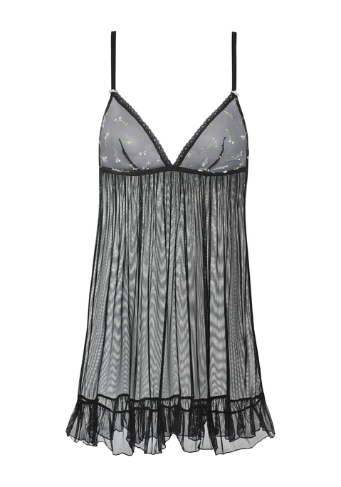 VIVANCE Negligé Damen schwarz-geblümt Gr.85 Cup C