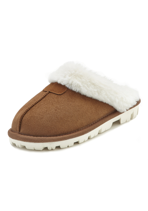 Bild: Pantolette von Vivance: Hausschuhe VEGAN on VIVANCE DREAMS. Obermaterial aus Microfaser und Fellimitat. Futter und Decksohle aus Fellimitat. Laufsohle aus Synthetik.