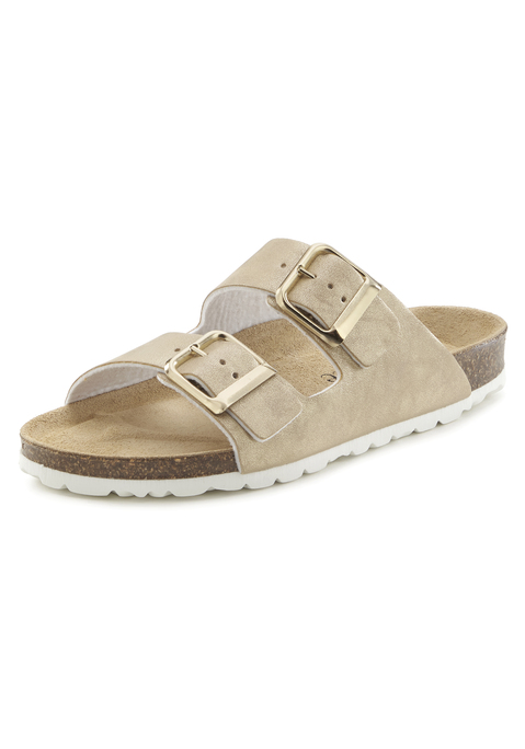 Bild: Pantolette von Vivance: Pantolette mit Korkfußbett und extra softer Lederinnensohle von VIVANCE. Made in Spain. Obermaterial aus Synthetik. Futter aus Filz. Decksohle aus Rindsleder. Laufsohle aus Synthetik.