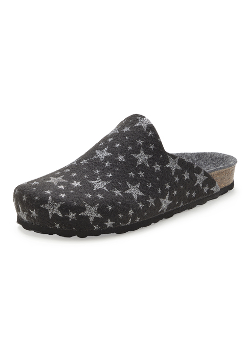 Bild: Pantolette von Vivance: Hausschuhe-Clog aus Filz mit Sternen von VIVANCE. Made in Spain. Obermaterial, Futter und Decksohle aus Textil, Laufsohle aus Synthetik.