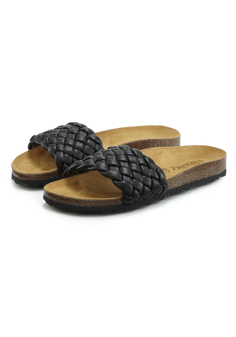 Bild: Pantolette von Vivance: Made in Spain. Obermaterial und Futter aus Lederimitat und Polyester. Decksohle aus Rindsleder. Laufsohle aus Synthetik.