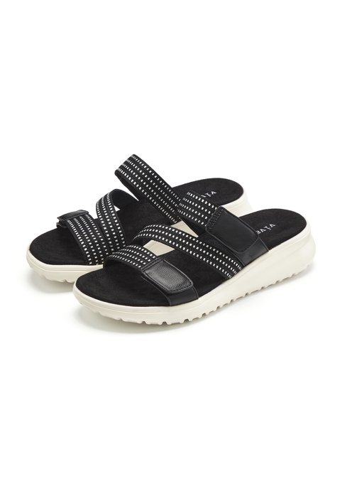 Bild: Pantolette von Vivance: Obermaterial, Futter und Decksohle aus Lederimitat. Laufsohle aus Synthetik.