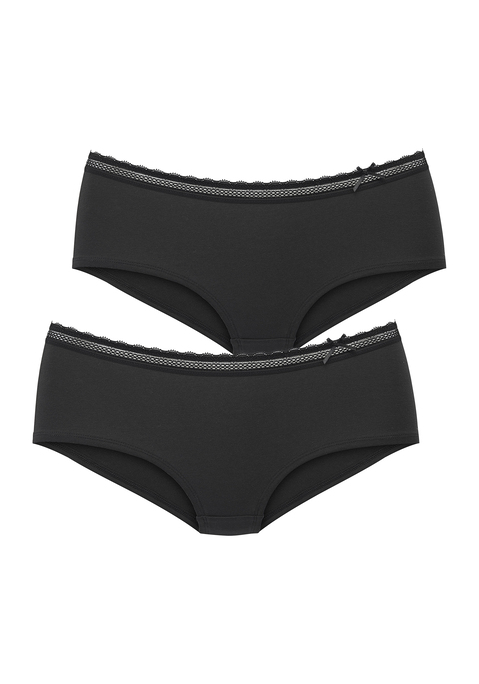 Bild: Panty von Vivance: Im 2er-Pack. Mit Spitzenband rundherum am Bund. Mit Baumwollzwickel. Aus 82% Baumwolle, 11% Polyamid, 7% Elasthan.