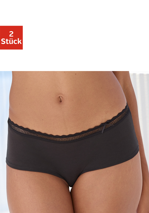 Bild: Panty von Vivance: Im 2er-Pack. Mit Spitzenband rundherum am Bund. Mit Baumwollzwickel. Aus 82% Baumwolle, 11% Polyamid, 7% Elasthan.