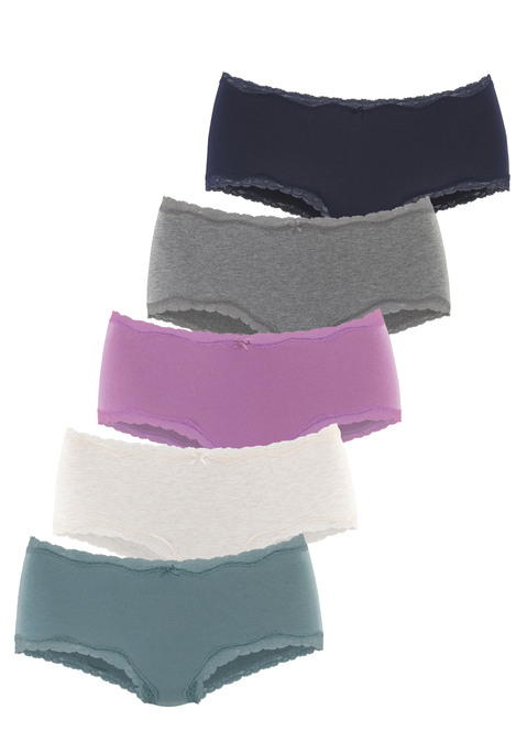 Bild: Panty von Vivance: Panty von Vivance im praktischen 5er-Pack. Zarte Spitze schmückt die Saumkanten. Klassische Passform. Elastische Baumwollqualität mit weichem Griff.