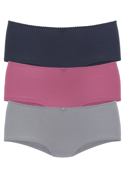 Bild: Panty von Vivance: Komfortable Panty von Vivance im 3er-Pack. Mäusezähnchenkante. Kleines Blütendetail vorn. Feine Rippqualität. Einsatz von Baumwolle, die die Initiative Cotton made in Africa unterstützt.