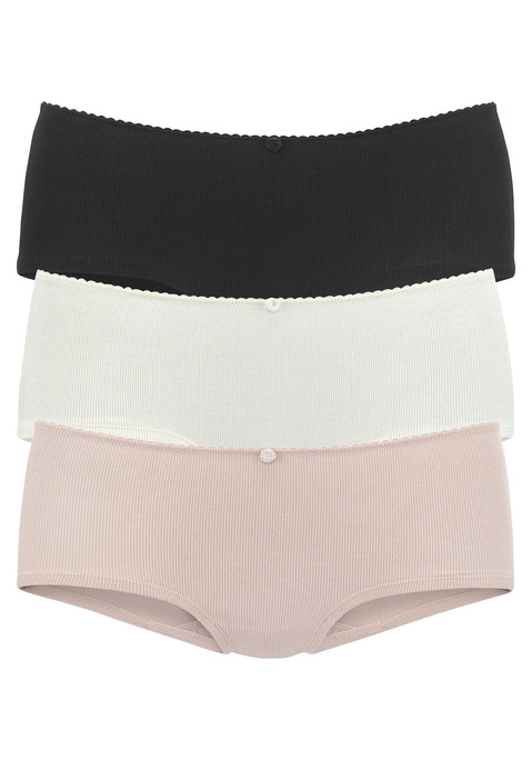 Bild: Panty von Vivance: Komfortable Panty von Vivance im 3er-Pack. Mäusezähnchenkante. Kleines Blütendetail vorn. Feine Rippqualität. Einsatz von Baumwolle, die die Initiative Cotton made in Africa unterstützt.