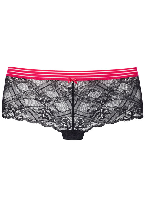 Bild: Panty von Vivance: Modische Panty mit feiner Zierschleife und Glitzeraccessoire vorne mittig. Rundherum aus elastischer Spitze mit blumiger Optik. Mit hübschem Bund in modischen Kontrastfarben. Mit eingearbeitetem Baumwollzwickel. Passende BHs aus der gleichen Serie erhältlich. Aus 88% Polyamid, 12% Elasthan.