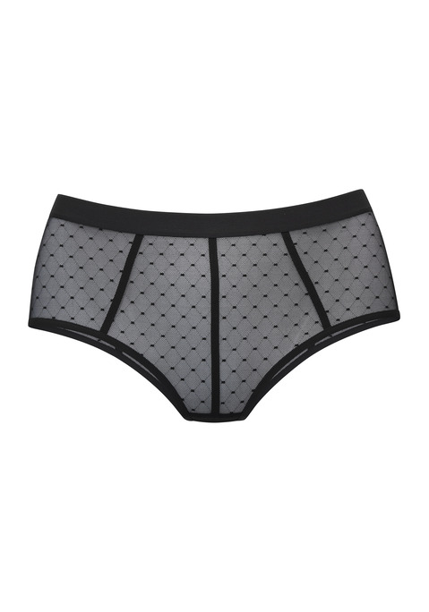 Bild: Panty von Vivance: Verführerische Panty mit dekorativen Bändern. Rundherum aus dezent transparentem Mesh in Pünktchen-Optik. Mit modischem Unterbrustband. Mit eingearbeitetem Baumwollzwickel. Passender BH aus der gleichen Serie erhältlich. Aus 90% Polyamid, 10% Elasthan.