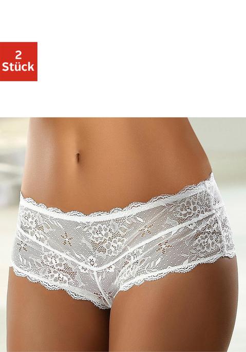 Bild: Panty von Vivance: Feminine Panty in dezent transparenter Optik. Rundherum aus feiner Spitze in blumiger Optik. Im attraktiven Doppelpack. Mit eingearbeitetem Baumwollzwickel. Mit passendem BH aus der gleichen Serie erhältlich. Aus 90% Polyamid, 10% Elasthan. Elegante Dessous.