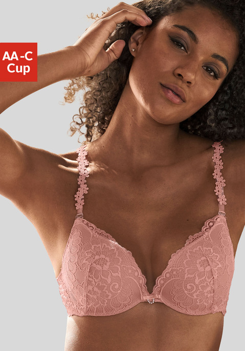 Bild: Push-up-BH von Vivance: Femininer Push-up-BH mit abnehmbaren, extravagant verzierten Schmuckträgern. Träger zum Austauschen: 1x Transparent mit Rosen, 1x Transparent mit Spitze, 1x blickdichte Träger mit Spitze. Mit herausnehmbaren Kissen für ein Dekolleté nach Wunsch. Individuell verstellbare Träger und Rückenverschluss. Mit passenden Unterteilen aus der gleichen Serie erhältlich. Obermaterial: 90% Polyamid, 10% Elasthan.