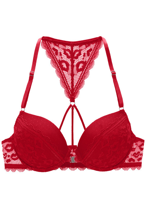 Bild: Push-up-BH von Vivance: Femininer Push-up-BH mit herausnehmbaren Kissen. Cups mit Spitze in Kussmund-Optik überzogen. Spitzenrücken mit moderner Bänder-Optik. Praktischer Vorderverschluss und individuell verstellbare Träger. Mit passenden Unterteilen aus der gleichen Serie erhältlich. Sexy Dessous. Spitzen-Dessous. Romantische Dessous. Verspielte Dessous. Obermaterial: 69% Polyamid, 21% Polyester, 10% Elasthan.