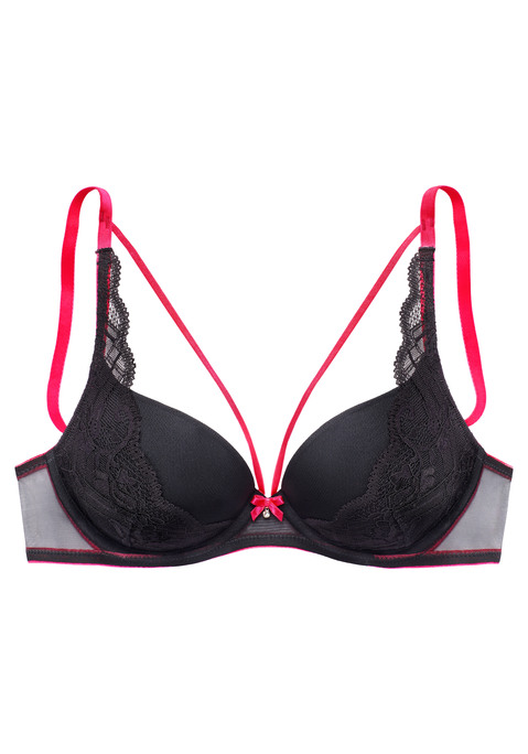Bild: Push-up-BH von Vivance: Modischer Push-up-BH mit dekorativen, elastischen Bändern. Mit Bügel und integrierten Push-up-Kissen - für ein tolles Dekolleté. Aus feinem Mesh und elastischer Spitze. Individuell verstellbare Träger sowie Rückenverschluss. Passende Unterteile aus der gleichen Serie erhältlich. Reizwäsche. Verführerische Dessous. Spitzen-Dessous. Romantische Dessous. Verspielte Dessous. Aus 73% Polyamid, 17% Polyester, 10% Elasthan