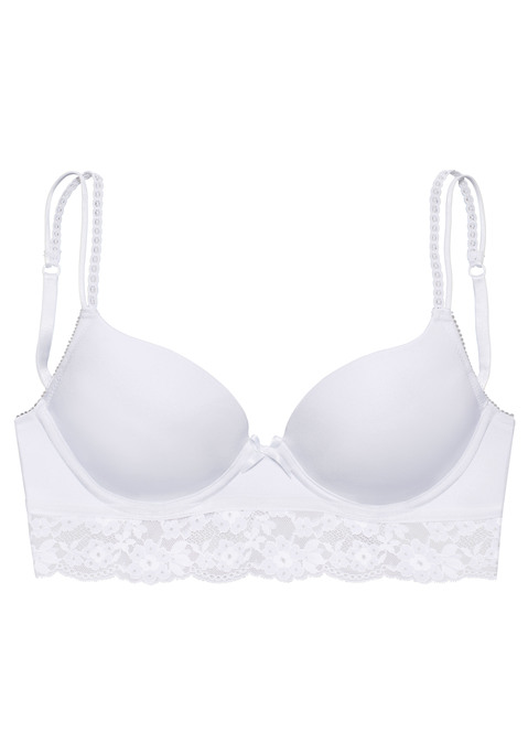 Bild: Push-up-BH von Vivance: Verspielter Push-up-BH mit Spitze rundherum entlang der Unterbrust. Cups mit herausnehmbaren Kissen - für ein tolles Dekolleté. Aus weichem Microtouch-Material. Individuell verstellbare Träger sowie Rückenverschluss. Passende Unterteile aus der gleichen Serie erhältlich. Reizwäsche. Verführerische Dessous. Spitzen-Dessous. Romantische Dessous. Verspielte Dessous. Aus 60% Polyamid, 35% Polyester, 5% Elasthan.