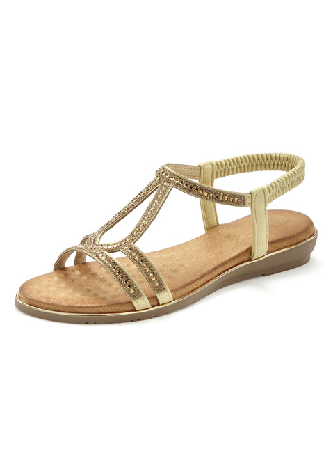 Bild: Sandale von Vivance: Sandale mit hübschen Schmucksteinchen von Vivance. Elastische Riemchen und weiche Innensohle für viel Komfort. Ideal im Urlaub und im Sommer zu Kleidern, Röcken oder Shorts.