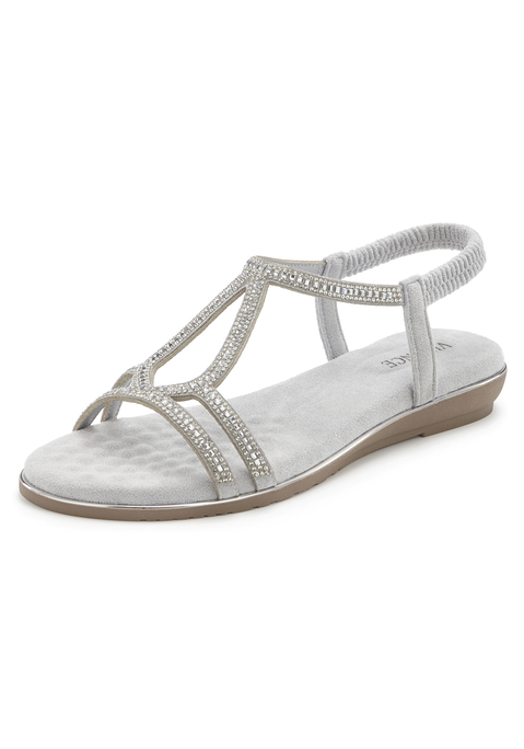 Bild: Sandale von Vivance: Sandale mit hübschen Schmucksteinchen von Vivance. Elastische Riemchen und weiche Innensohle für viel Komfort. Ideal im Urlaub und im Sommer zu Kleidern, Röcken oder Shorts.