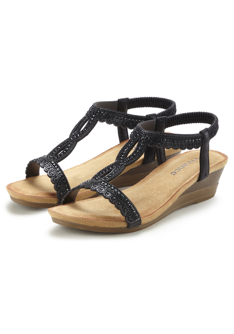 Bild: Sandalette von Vivance: Modische Sandalette von Vivance. Elastische Riemchen für viel Komfort beim Tragen. Bequemer Keilabsatz und extraweiche Innensohle. Für Freizeit und Urlaub, vielseitig kombinierbar zu Kleidern, Shorts und längeren Hosen.