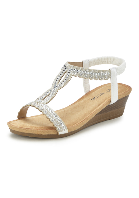 Bild: Sandalette von Vivance: Modische Sandalette von Vivance. Elastische Riemchen für viel Komfort beim Tragen. Bequemer Keilabsatz und extraweiche Innensohle. Für Freizeit und Urlaub, vielseitig kombinierbar zu Kleidern, Shorts und längeren Hosen.
