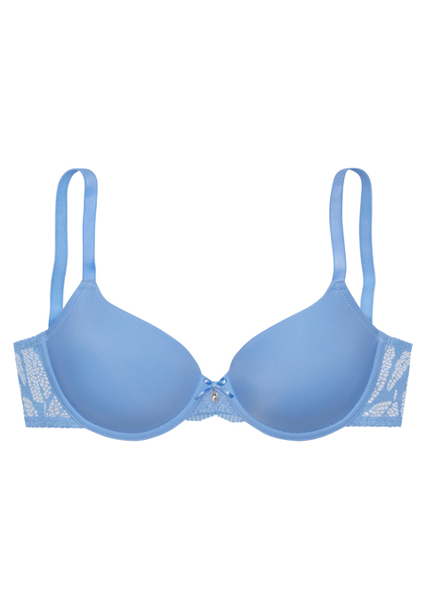 Bild: Schalen-BH von Vivance: Femininer Schalen-BH mit Bügel. Mit leicht wattierten Cups - nichts zeichnet sich ab. Vordere Mitte und Rücken aus schöner offener, elastische Jacquardspitze. Mit feiner Zierschleife & hübschem Accessoire vorne mittig. Passende Unterteile aus der gleichen Serie erhältlich. Aus 85% Polyamid, 15% Elasthan.