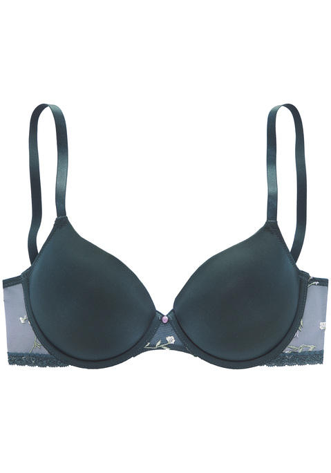 Bild: Schalen-BH von Vivance: Verspielter Schalen-BH (mit Bügel) mit edler Satinrose in der vorderen Mitte. Nahtlos vorgeformte Cups - nichts zeichnet sich ab. Rücken aus Soft Mesh mit Blumen aus feiner Stickereispitze verziert. Individuell verstellbare Träger sowie Rückenverschluss. Passende Unterteile erhältlich, um dein Wäsche-Set zu vervollständigen. Aus 48% Polyamid, 41% Polyester, 11% Elasthan.