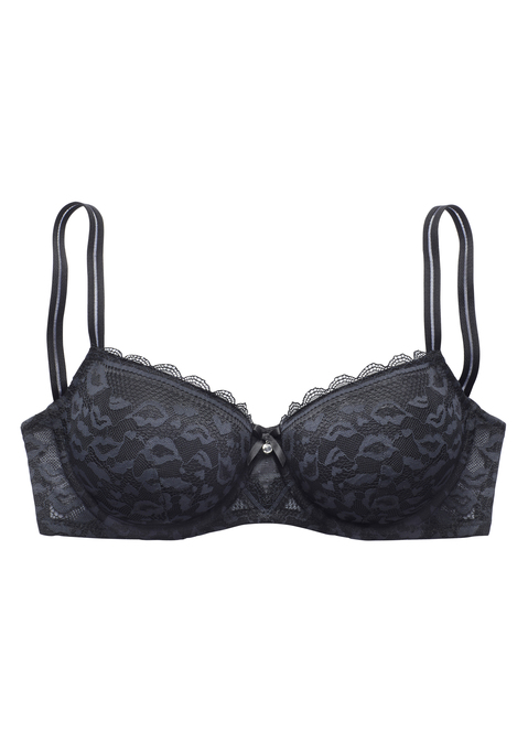 Bild: Schalen-BH von Vivance: Femininer Schalen-BH mit Zierschleife und modischem Glitzeraccessoire. Aus Spitze in Kussmund-Optik und weichem Microtouch-Material. Nahtlos vorgeformte, leicht wattierte Cups mit integriertem Bügel. Mit individuell verstellbaren Trägern und Rückenverschluss. Passende Unterteile aus der gleichen Serie erhältlich. Sexy Dessous. Spitzen-Dessous. Romantische Dessous. Verspielte Dessous. Obermaterial: 63% Polyamid, 27% Polyester, 10% Elasthan.