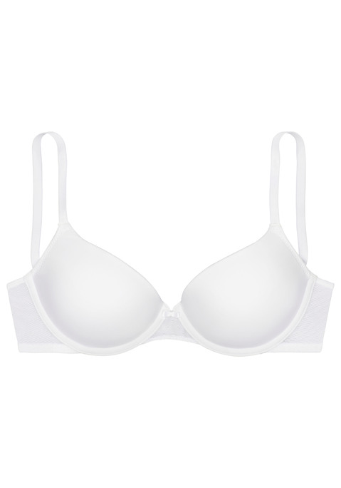 Bild: Schalen-BH von Vivance: Schlichte nahtlos vorgeformte Cups mit glänzendem feinen Microtouchmaterial überzogen, Rücken aus feinem fancy Mesh. Träger und Rückenverschluss verstellbar.