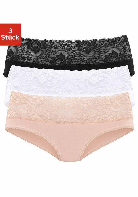 Bild: Slip von Vivance: Hübscher Spitzenslip im 3er-Pack von Vivance. Breites, elastisches Spitzenbündchen. Weiche Einfassungen am Beinausschnitt. Bequeme Stretchqualität.