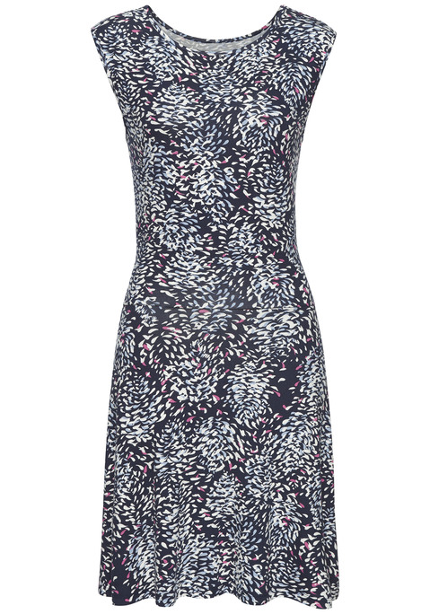 Bild: Sommerkleid von Vivance: Jerseykleid mit Alloverprint von Vivance. Mit breiten Trägern. Doppellagiges, breites Bündchen in der Taille. Weiche Viskosemischung. In figurumspielender Passform. Rückenlänge ca. 94cm.