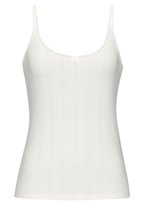 Bild: Spaghettitop von Vivance: Stilvolles Spaghettitop von Vivance im 2er-Pack. Aus feinem Pointelle-Strick. Mit zarter Spitze und Schleife am angedeuteten V-Ausschnitt. Hochwertige, weiche Baumwoll-Qualität.