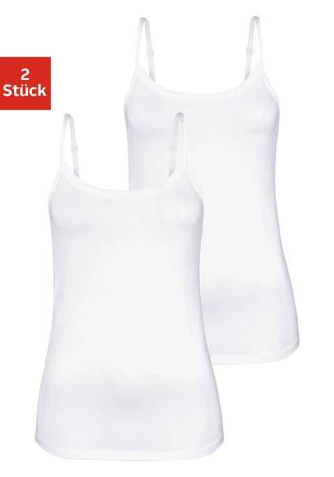 Bild: Spaghettitop von Vivance: Schönes Basictop von Vivance im 2er-Pack. Mit verstellbaren Spaghettiträgern und körpernaher Passform. Einsatz von Baumwolle, die die Initiative Cotton made in Africa unterstützt.