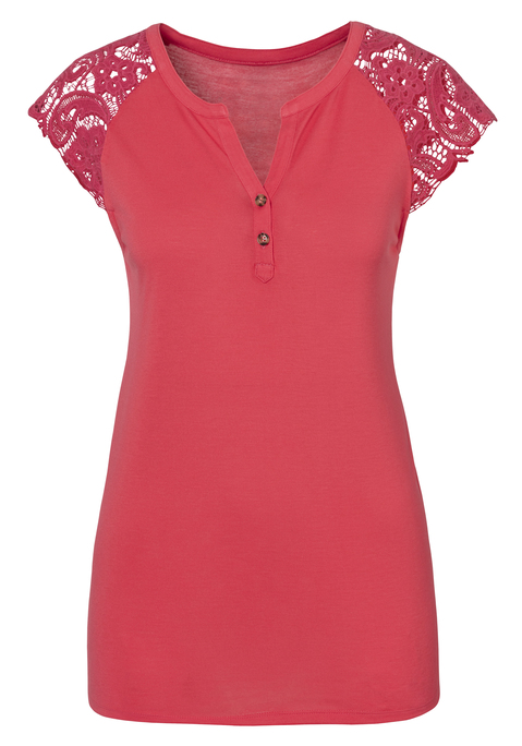 VIVANCE Spitzentop Damen koralle Gr.36/38