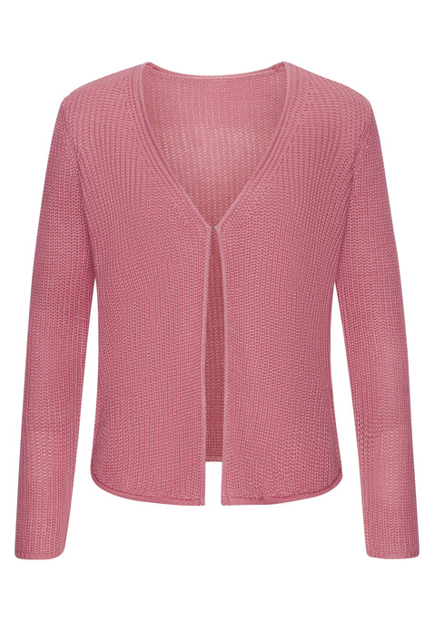 Bild: Strickjacke von Vivance: Langärmelige Strickjacke von Vivance. Mit V-Ausschnitt und Haken zum Verschließen. Vorne spitz zulaufende Passform. Aus weichem Polyacryl.
