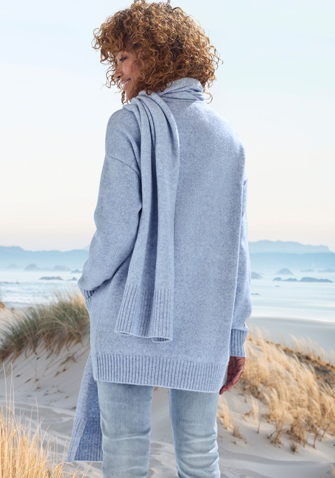 Bild: Strickjacke von Vivance: Lockere Strickjacke mit Schal von Vivance. Lange Ärmel, aufgesetzte Taschen. Rippbündchen. Verschlusslose Form. Sehr weiche Strickware.