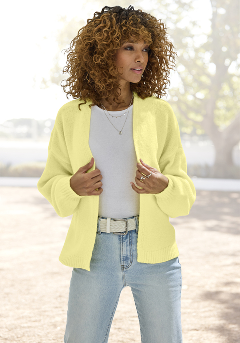 Bild: Strickjacke von Vivance: Locker gestrickter Oversize-Cardigan von Vivance. Rippbündchen an Ärmeln und Saum. Weite, komfortable Passform. Ohne Verschluss, wird offen getragen. Aus weichem Strickmaterial.