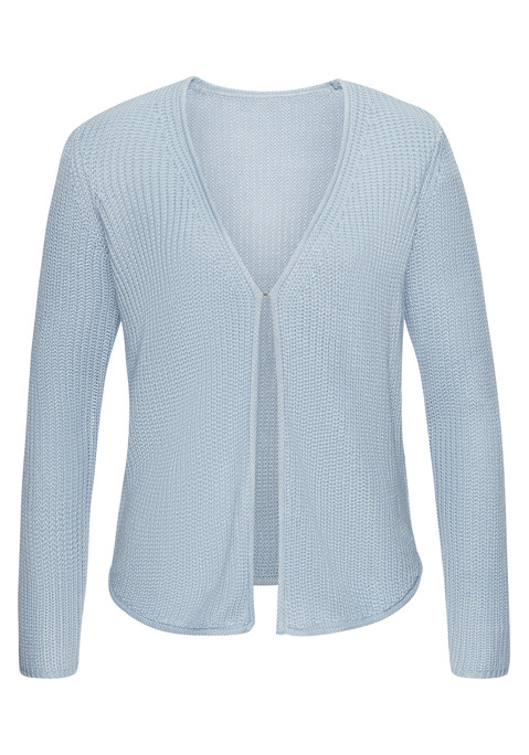 Bild: Strickjacke von Vivance: Langärmelige Strickjacke von Vivance. Mit V-Ausschnitt und Haken zum Verschließen. Vorne spitz zulaufende Passform. Aus weichem Polyacryl.