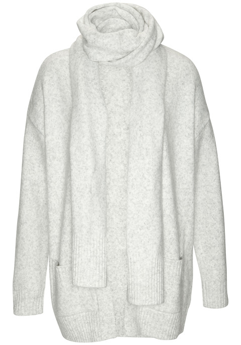 Bild: Strickjacke von Vivance: Lockere Strickjacke mit Schal von Vivance. Lange Ärmel, aufgesetzte Taschen. Rippbündchen. Verschlusslose Form. Sehr weiche Strickware.