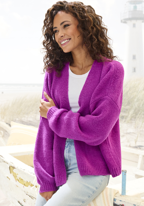 Bild: Strickjacke von Vivance: Locker gestrickter Oversize-Cardigan von Vivance. Rippbündchen an Ärmeln und Saum. Weite, komfortable Passform. Ohne Verschluss, wird offen getragen. Aus weichem Strickmaterial.