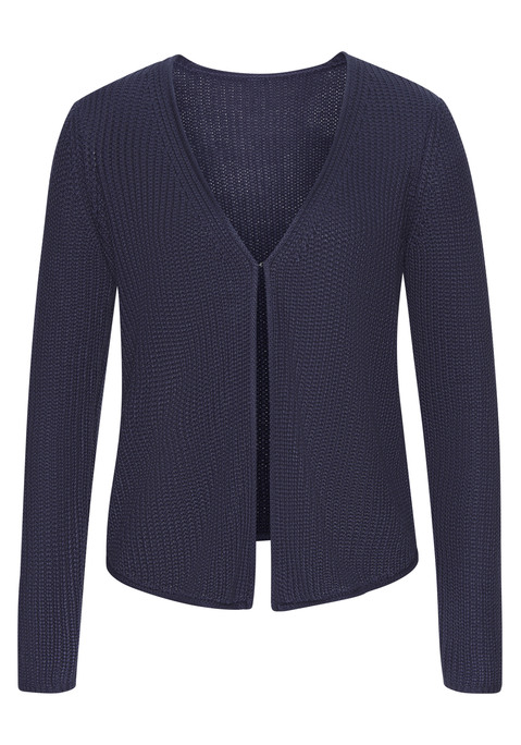 Bild: Strickjacke von Vivance: Langärmelige Strickjacke von Vivance. Mit V-Ausschnitt und Haken zum Verschließen. Vorne spitz zulaufende Passform. Aus weichem Polyacryl.