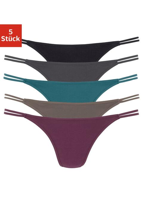 Bild: String von Vivance: Vivance Strings im praktischen 5er Pack. Mit zwei elastischen Bändern an den Seiten für einen tollen Look. Aus super bequemer Baumwoll-Elasthan-Qualität.