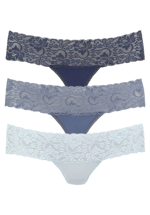 Bild: String von Vivance: Verführerischer Spitzenstring im 3er-Pack von Vivance. Breites, elastisches Spitzenbündchen. Weiche Einfassungen am Beinausschnitt. Bequeme Stretchqualität.