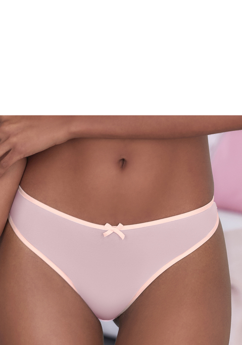 Bild: String von Vivance: Sexy String mit feiner Zierschleife vorne mittig. Rundherum aus Soft-Mesh in transparenter Optik. Mit modischen Kontrastfarben. Mit eingearbeitetem Baumwollzwickel. Passende BHs aus der gleichen Serie erhältlich. Transparente Unterwäsche Damen. Verführerische Dessous. Verspielte Dessous. Sexy Dessous. Aus 80% Polyamid, 20% Elasthan.