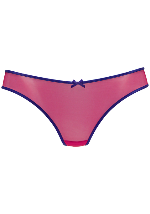 Bild: String von Vivance: Sexy String mit feiner Zierschleife vorne mittig. Rundherum aus Soft-Mesh in transparenter Optik. Mit modischen Kontrastfarben. Mit eingearbeitetem Baumwollzwickel. Passende BHs aus der gleichen Serie erhältlich. Transparente Unterwäsche Damen. Verführerische Dessous. Verspielte Dessous. Sexy Dessous. Aus 80% Polyamid, 20% Elasthan.