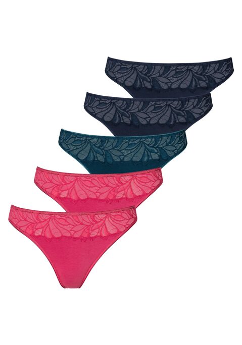 Bild: String von Vivance: Vivance: String im 5er-Pack. Mit weichem Spitzeneinsatz vorn. Flache, elastische Taillen- und Beinabschlüsse.