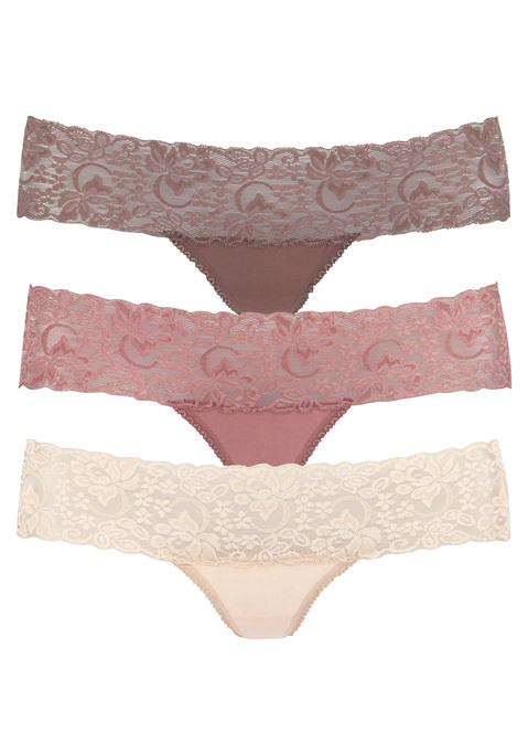 Bild: String von Vivance: Verführerischer Spitzenstring im 3er-Pack von Vivance. Breites, elastisches Spitzenbündchen. Weiche Einfassungen am Beinausschnitt. Bequeme Stretchqualität.